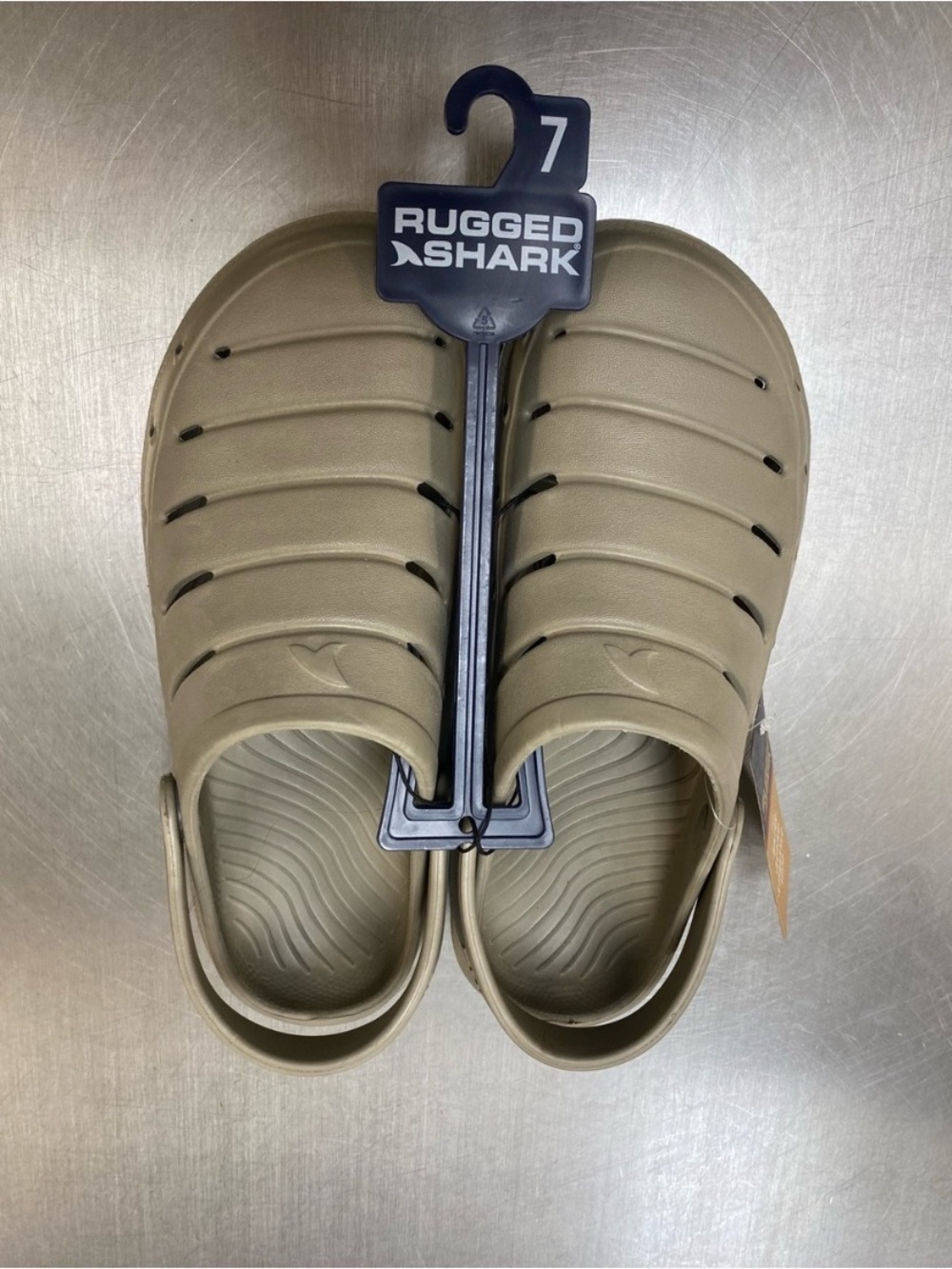 NWT Rugged Shark Men’s Comfort EVA Clog Sandals - Tan - Size 7
